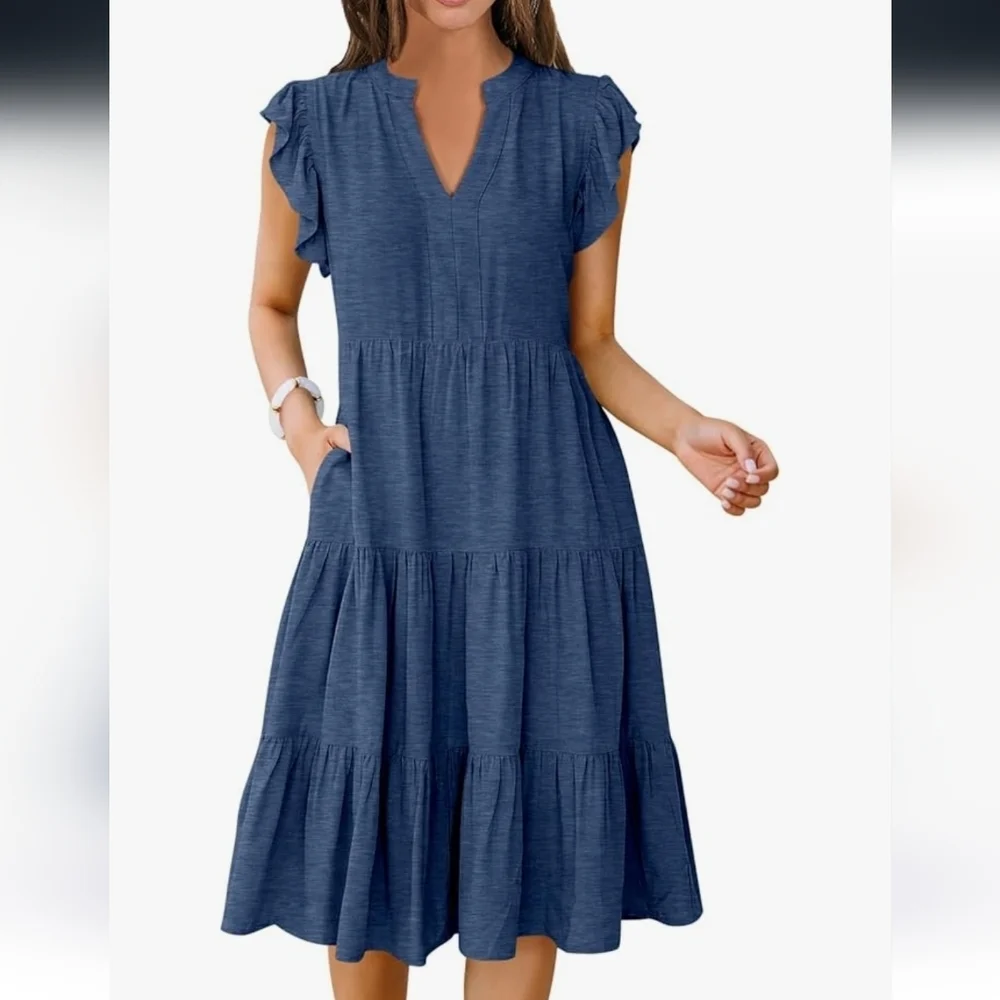 Ruffled Sleeve Dress - Picture 1 of 13